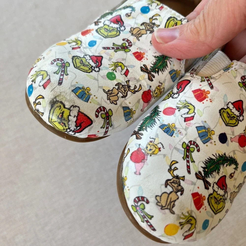 Little Gonzies The Grinch Christmas Slip On Shoes Toddler 18-24M White Holiday
